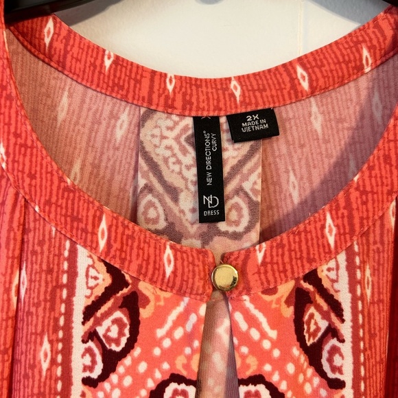 Women’s‎ 2X new directions curvy Sleeveless Red Patterned Dress. NWOT - Picture 3 of 9